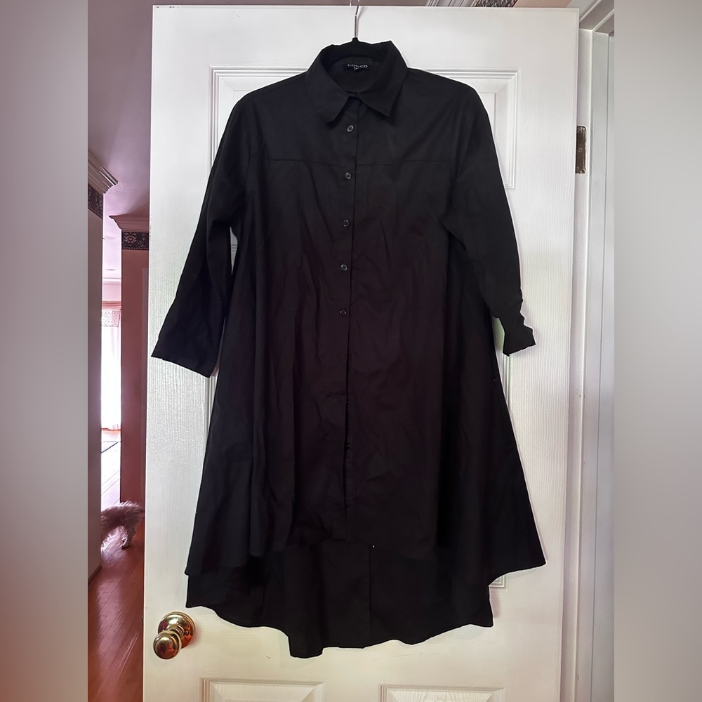 Modern Goth Smock Button Down Tunic with 3 quarter sleeves